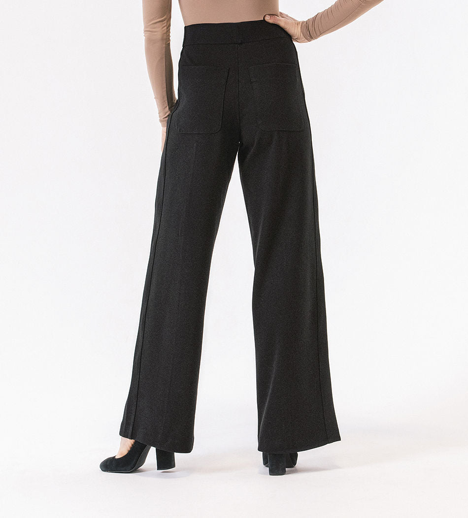 Black Nora Wide-Leg Ponte Pants